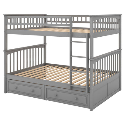 Bunk bed with drawers by HouseOfZazla, grey finish, built-in drawers and ladder on Tampa Home & Garden Store