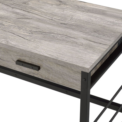 Disho Weathered Writing Desk Oak top with black metal frame and clean lines on Tampa Home & Garden Store