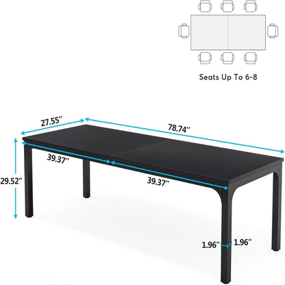 Rectangle dining table with black finish and metal legs seats 6–8 HouseOfZazla on Tampa Home & Garden Store