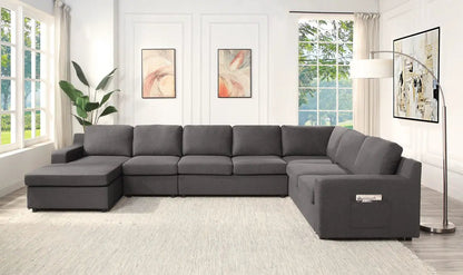 Waylon - Sectional Sofa, stationary dark gray fabric, oversized L-shape with side pocket on Tampa Home & Garden Store