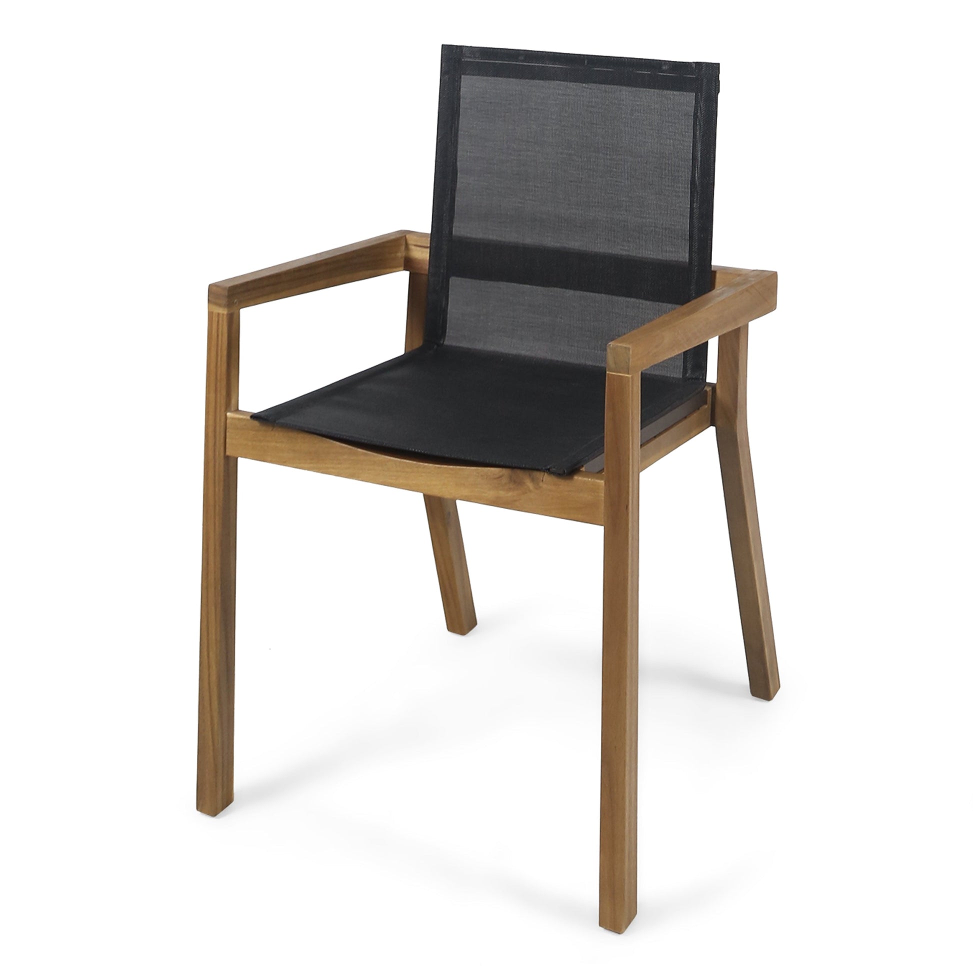 7-Piece Acacia Wood Outdoor Dining Set chair by HouseOfZazla with black fabric seat on Tampa Home & Garden Store