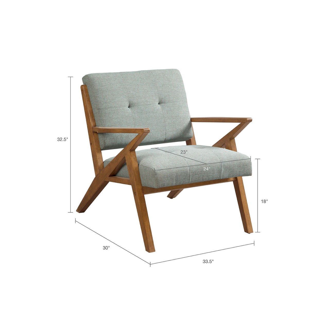 Lounge chair with tufted blue-green upholstery and solid wood frame by HouseOfZazla on Tampa Home & Garden Store
