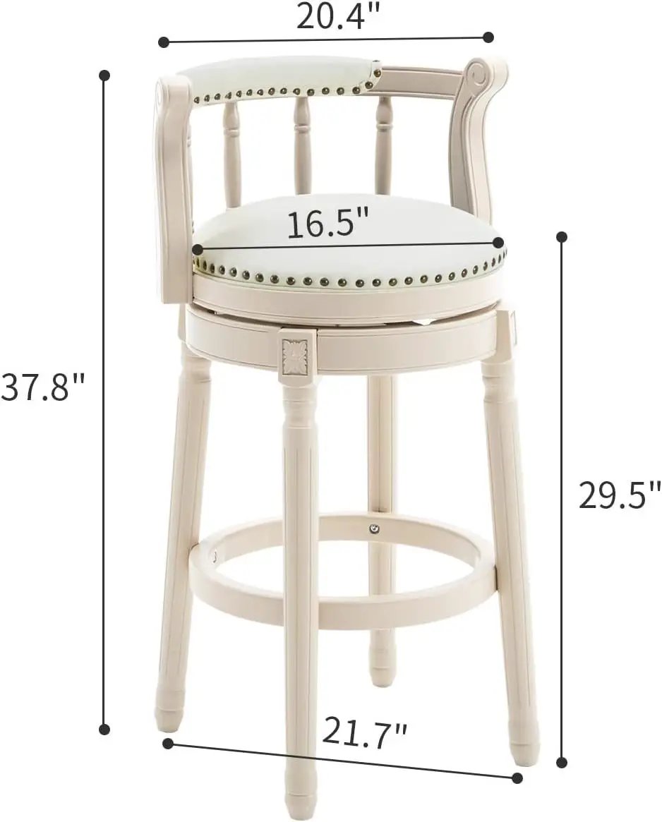 Wooden Bar Stool with Swivel and Contoured Back