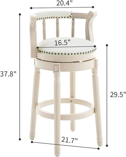 Wooden Bar Stool with Swivel and Contoured Back