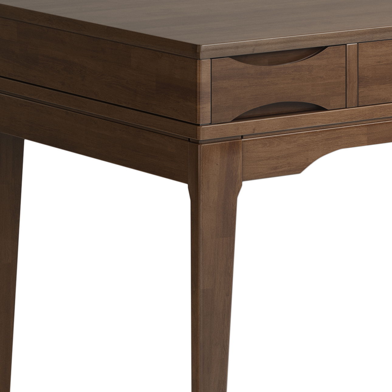 Harper Handcrafted Desk writing desk in dark walnut wood with curved drawer pulls on Tampa Home & Garden Store