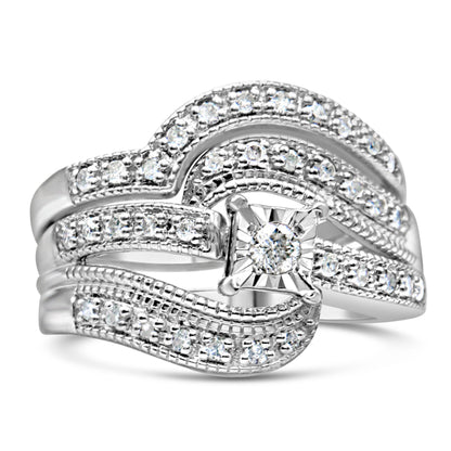 Bids.com .925 Sterling Silver 1/3 Cttw Diamond Crisscross Ring Set, H-I I1-I2, size 7 on Tampa Home & Garden Store
