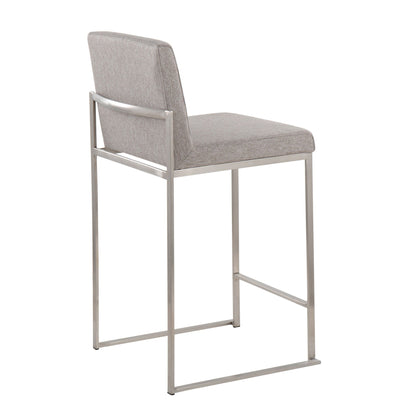 Contemporary high-back counter stool with padded gray upholstery and metal frame HouseOfZazla on Tampa Home & Garden Store