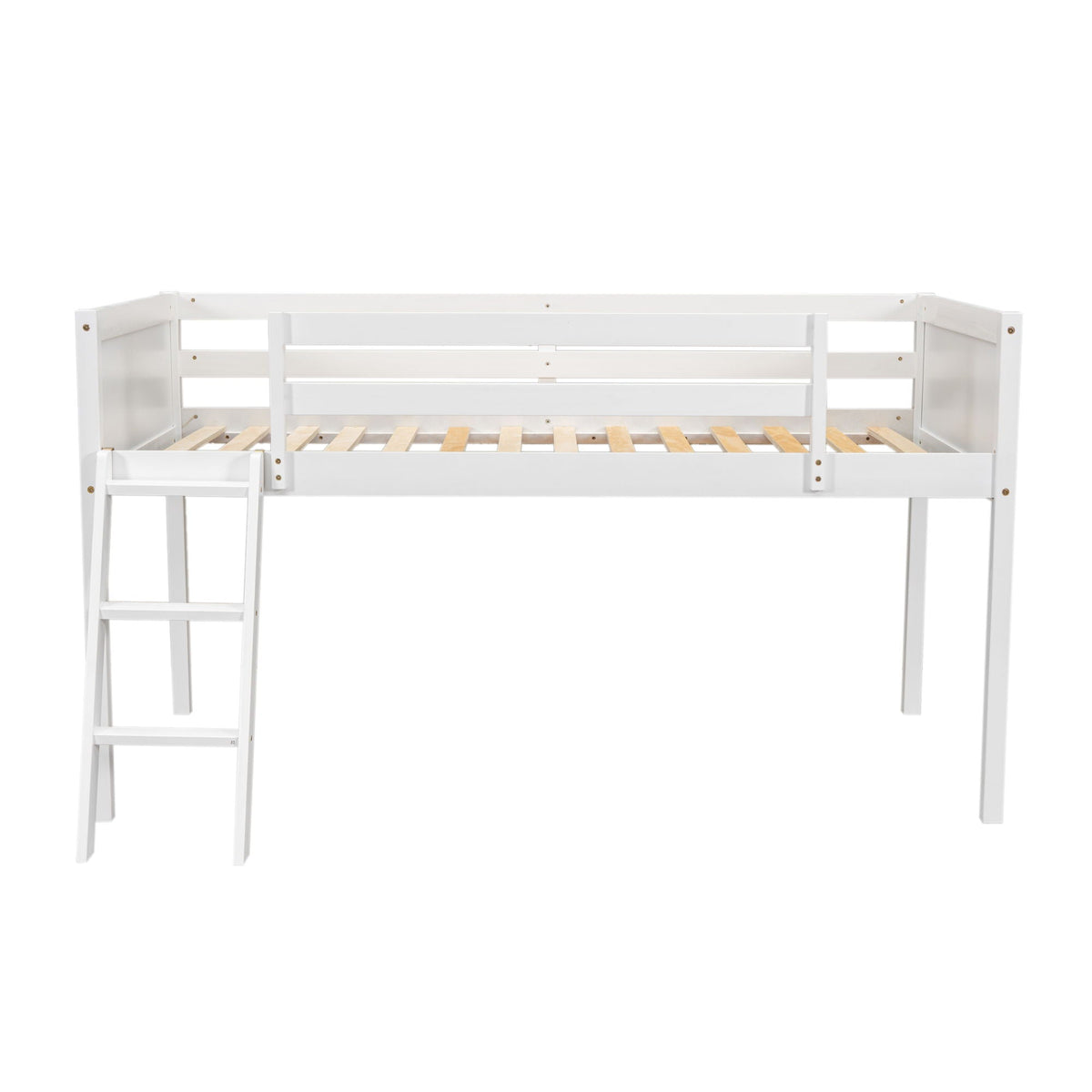Low Loft Bed With Adjustable Ladder white frame by HouseOfZazla loft beds & bed frames on Tampa Home & Garden Store