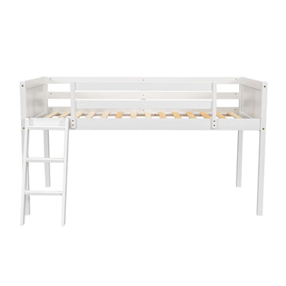 Low Loft Bed With Adjustable Ladder white frame by HouseOfZazla loft beds & bed frames on Tampa Home & Garden Store