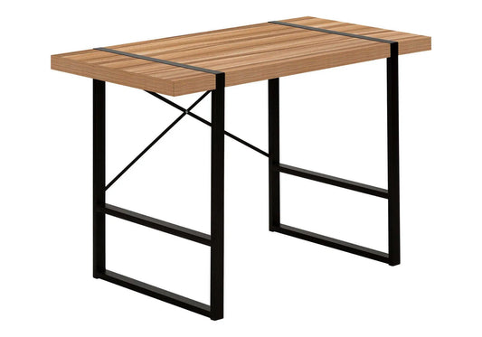 Computer desk by Unique Piece Furniture with natural wood slat top and black metal legs on Tampa Home & Garden Store