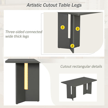 Dining Table Set with Six Upholstered Chairs dark gray thick table legs with cutout details on Tampa Home & Garden Store