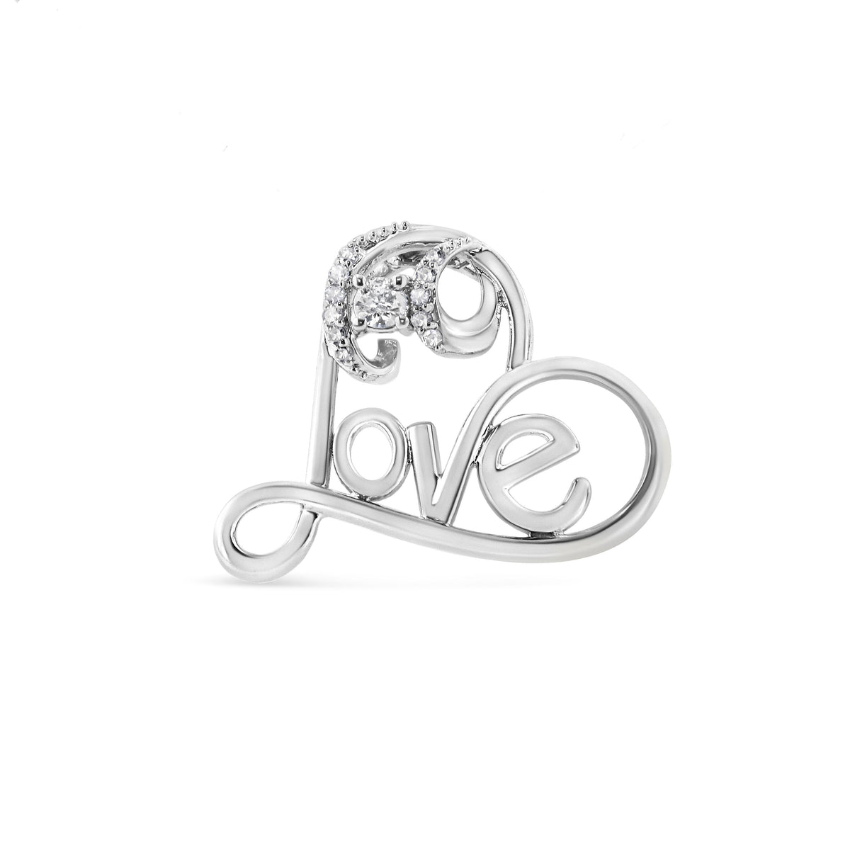 Sterling silver open heart pendant with pave diamond accents and Love script necklace on Tampa Home & Garden Store