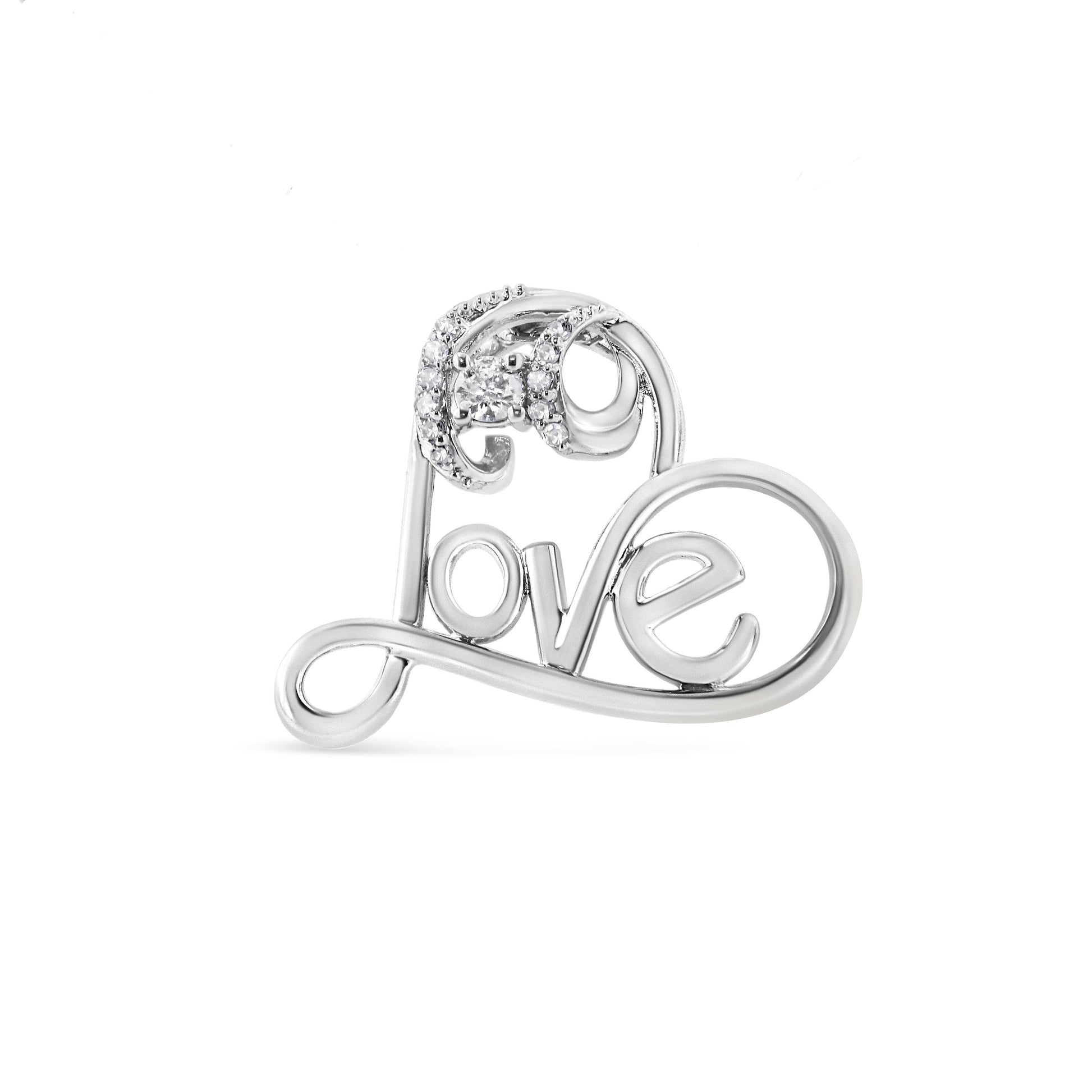 Sterling silver open heart pendant with pave diamond accents and Love script necklace on Tampa Home & Garden Store