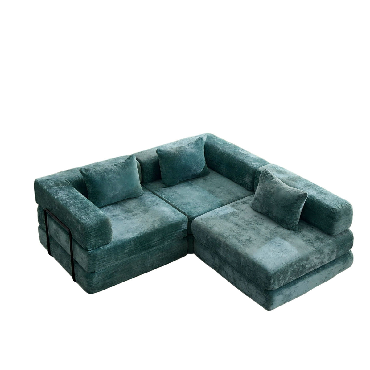 Convertible floor sofa bed futon sectional in teal fabric by HouseOfZazla with modular cushions on Tampa Home & Garden Store