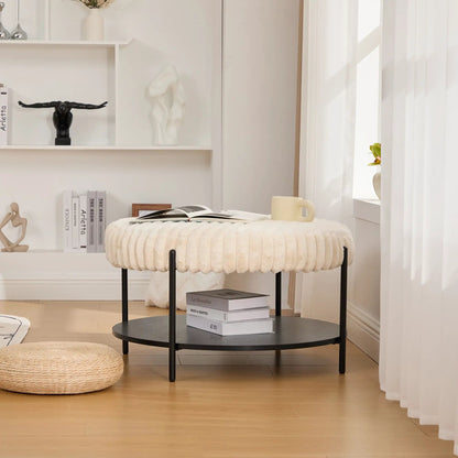 Modern Upholstered Round Ottoman Coffee Table