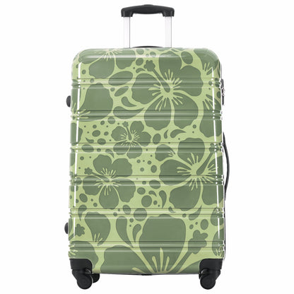 3-Piece hard shell luggage set green floral pattern with spinner wheels and handle on Tampa Home & Garden Store
