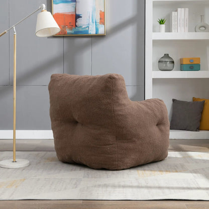 Soft Teddy Fabric Bean Bag Chair With Tufted Foam