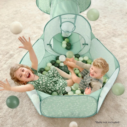 Tiny Land INC Compact Adventure 3-in-1 Play Tunnel mint green with ball pit balls on Tampa Home & Garden Store