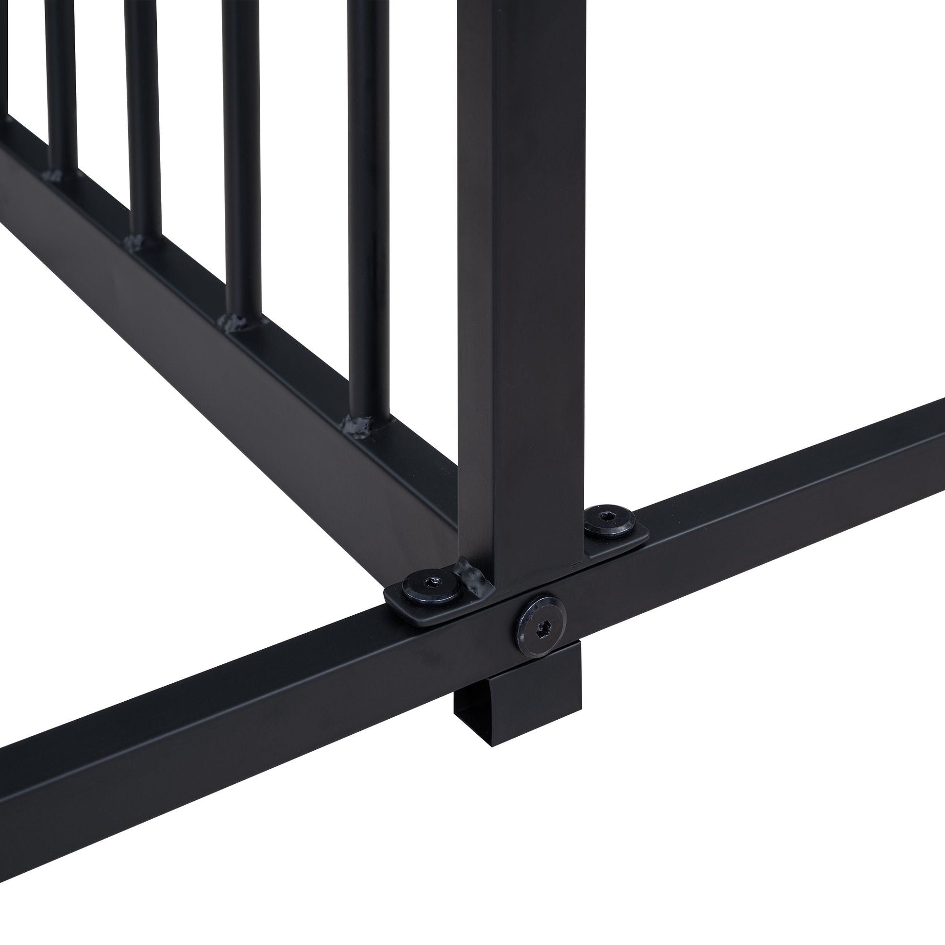 HouseOfZazla platform bed frame with guardrails in black metal on Tampa Home & Garden Store