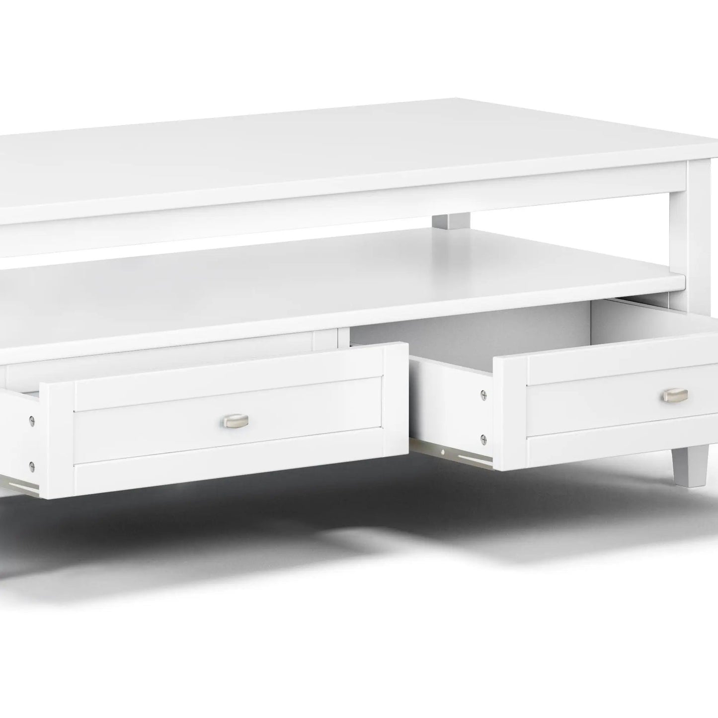 Warm Shaker white coffee table with drawers and metal pulls Unique Piece Furniture on Tampa Home & Garden Store