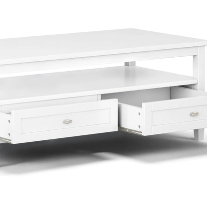 Warm Shaker white coffee table with drawers and metal pulls Unique Piece Furniture on Tampa Home & Garden Store