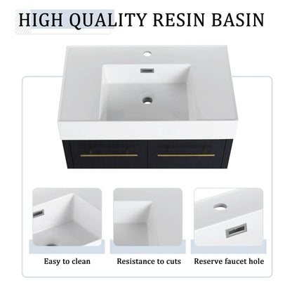 Modern Wall Mounted Vanity with Resin Sink Rack