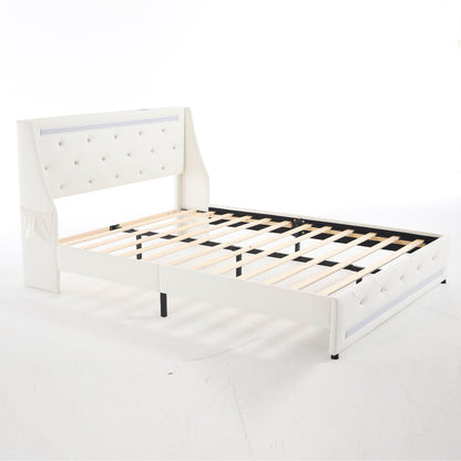 Wingback Upholstered Bed Frame Led and Usb