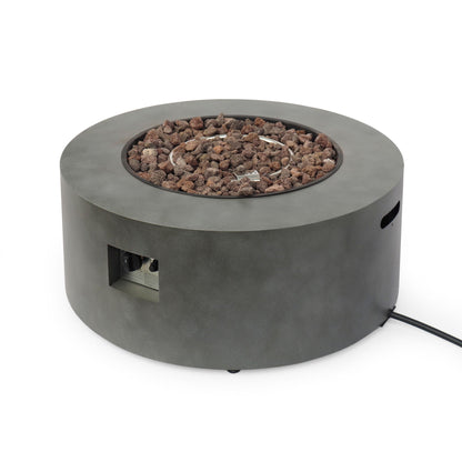 Round iron fire pit with lava rock filler, 40,000 BTU, outdoor fireplace style on Tampa Home & Garden Store