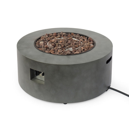 Round iron fire pit with lava rock filler, 40,000 BTU, outdoor fireplace style on Tampa Home & Garden Store