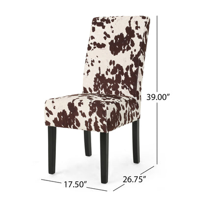 Contemporary dining chairs with rubberwood legs in brown cowhide upholstery, set of 2 by HouseOfZazla on Tampa Home & Garden Store