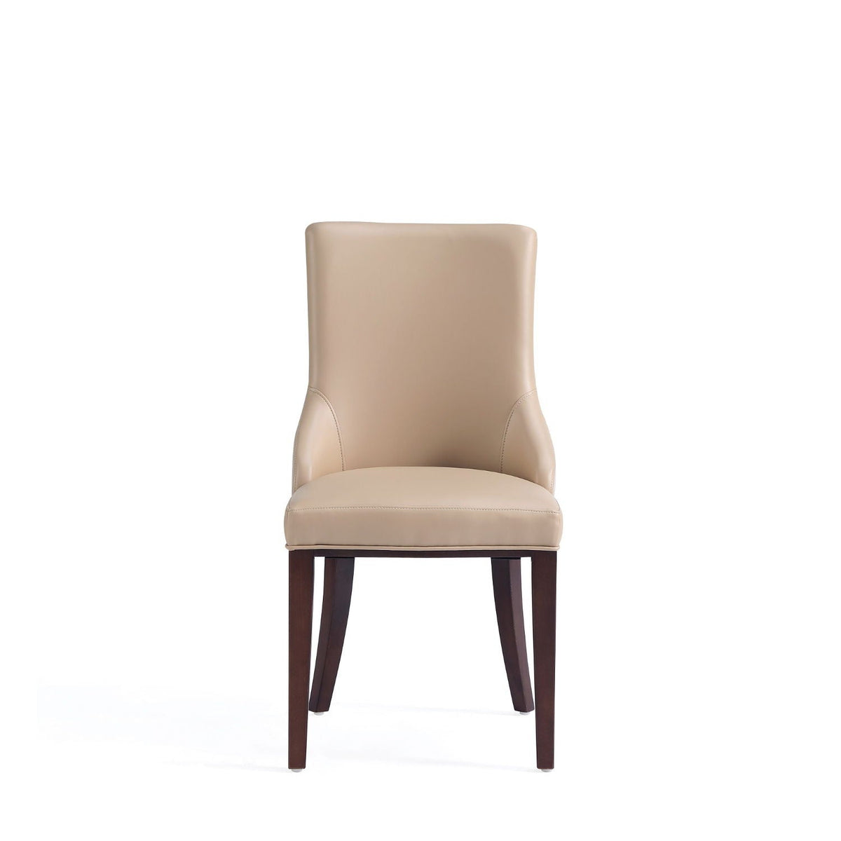 Shubert dining chair beige faux leather with foam cushions and dark wood legs on Tampa Home & Garden Store