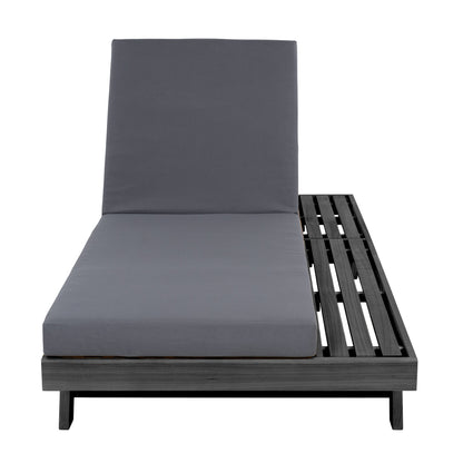 Outdoor Chaise Lounge HouseOfZazla black acacia frame with dark gray water-resistant cushions on Tampa Home & Garden Store