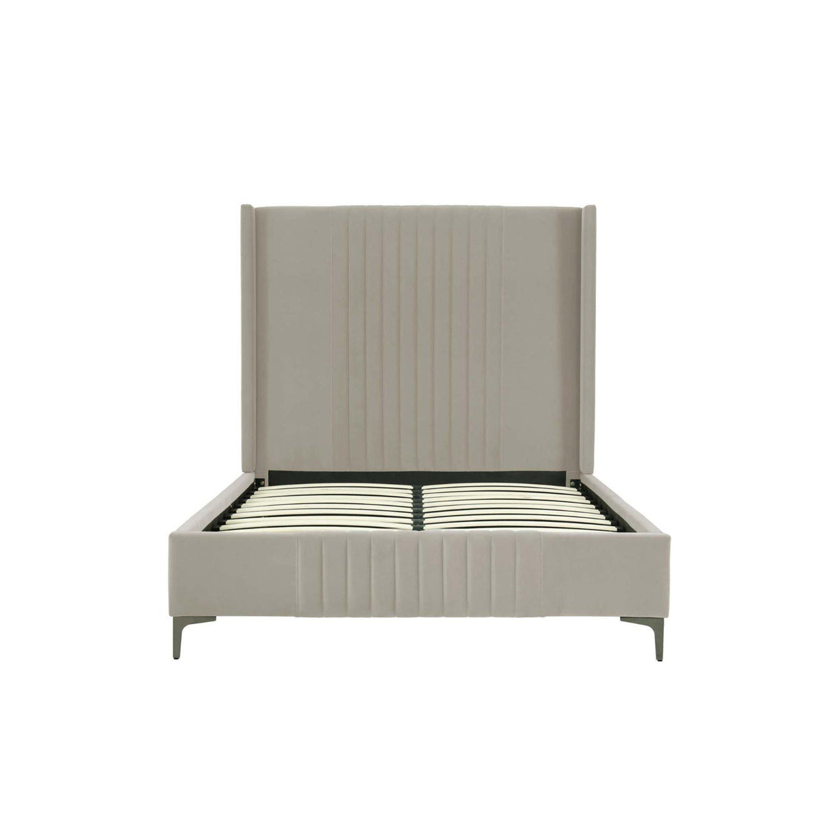 Promenade bed with upholstered headboard and slats in beige fabric by HouseOfZazla on Tampa Home & Garden Store