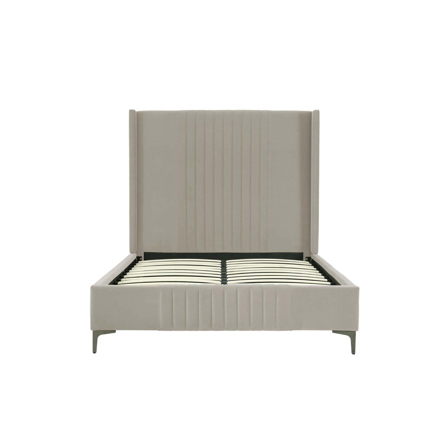 Promenade bed with upholstered headboard and slats in beige fabric by HouseOfZazla on Tampa Home & Garden Store