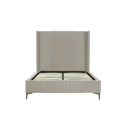 Promenade bed with upholstered headboard and slats in beige fabric by HouseOfZazla on Tampa Home & Garden Store