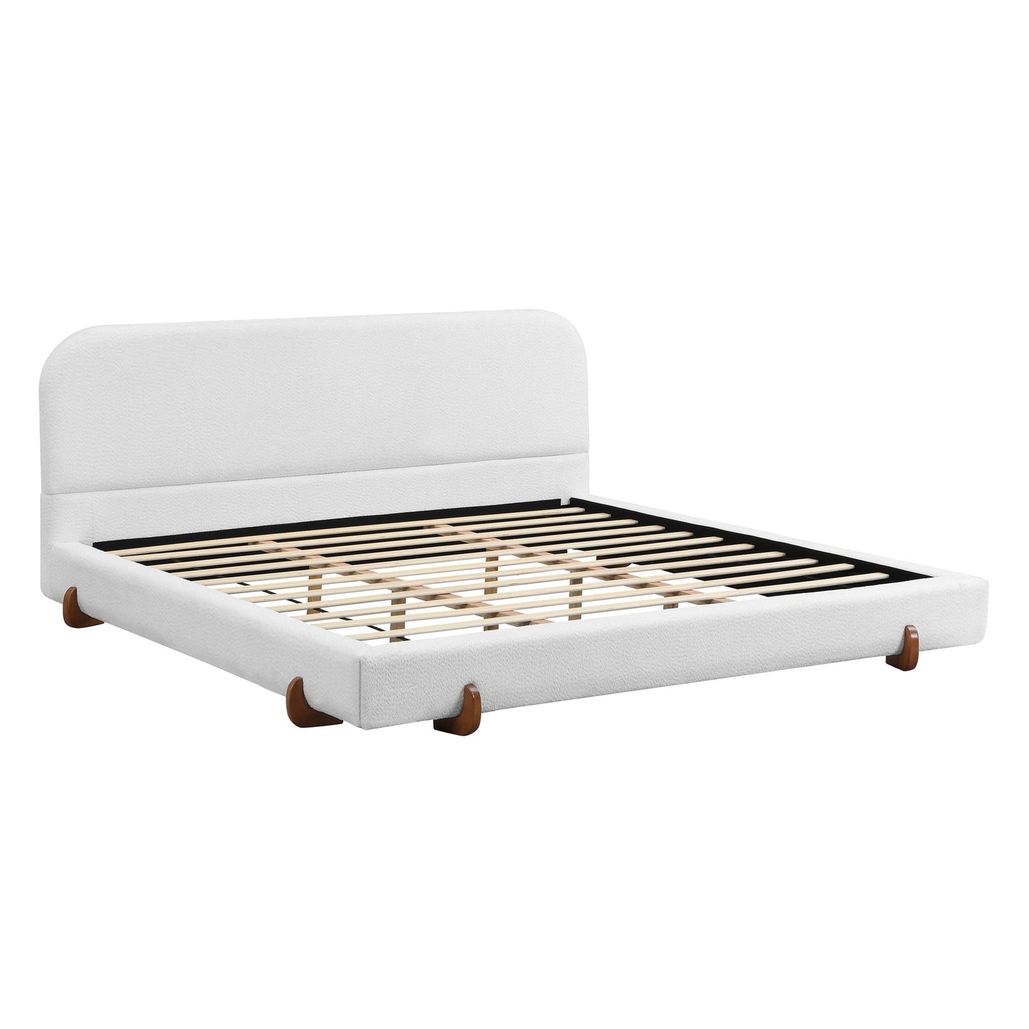 Elegant Upholstered Bed Frame with padded headboard and wooden legs HouseOfZazla on Tampa Home & Garden Store