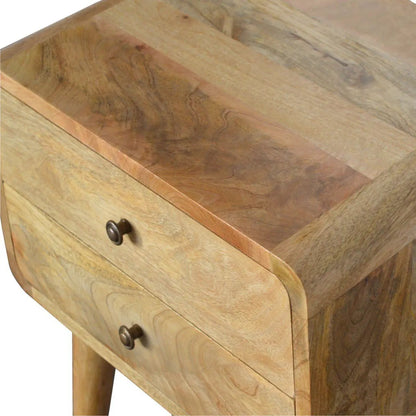 Curved Nightstand Table in Solid Mango Wood