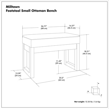 Milltown Upholstered Ottoman Bench With Driftwood