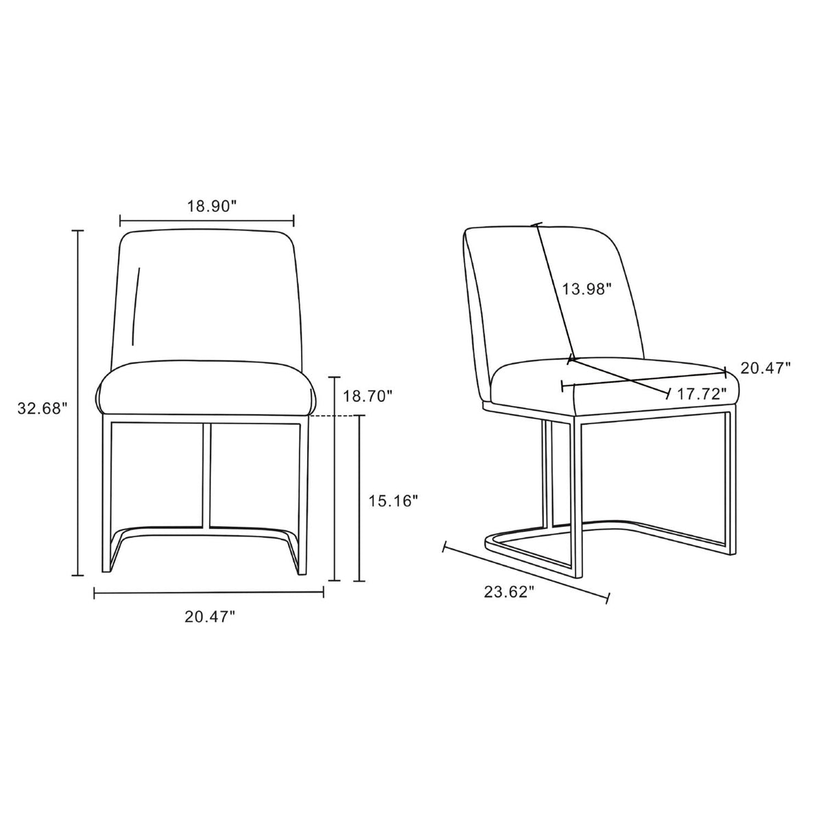 Serena Dining Chair with geometric metal base side chair by HouseOfZazla in various colors on Tampa Home & Garden Store