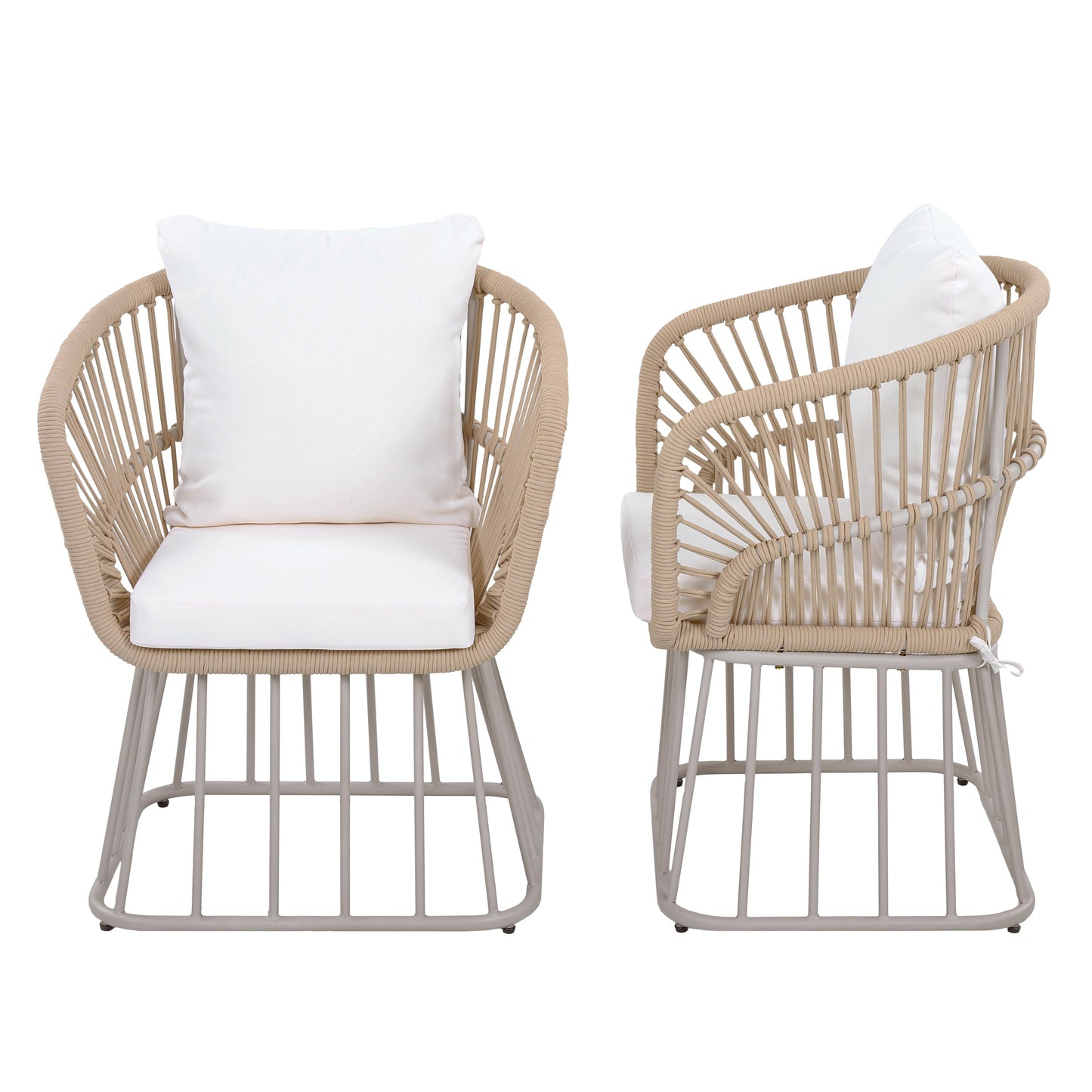 Teak Wicker Outdoor Dining Chair and Steel Frame