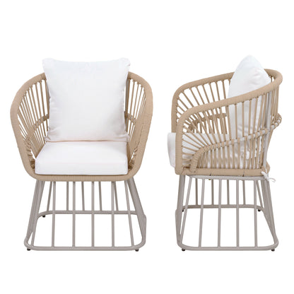 Teak Wicker Outdoor Dining Chair and Steel Frame