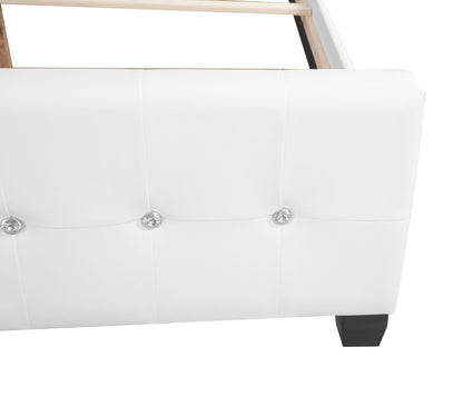 Stylish Transitional Bed footboard in white faux leather with crystal buttons HouseOfZazla on Tampa Home & Garden Store