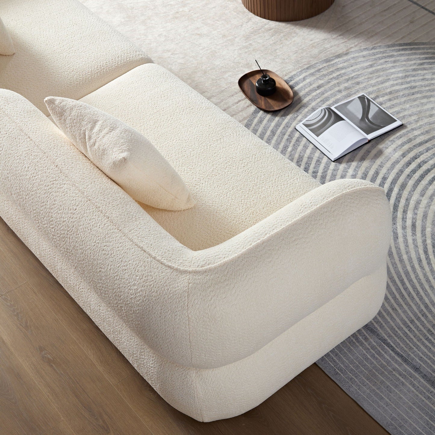 Sectional sofa in beige textured fabric with solid wood frame by HouseOfZazla on Tampa Home & Garden Store