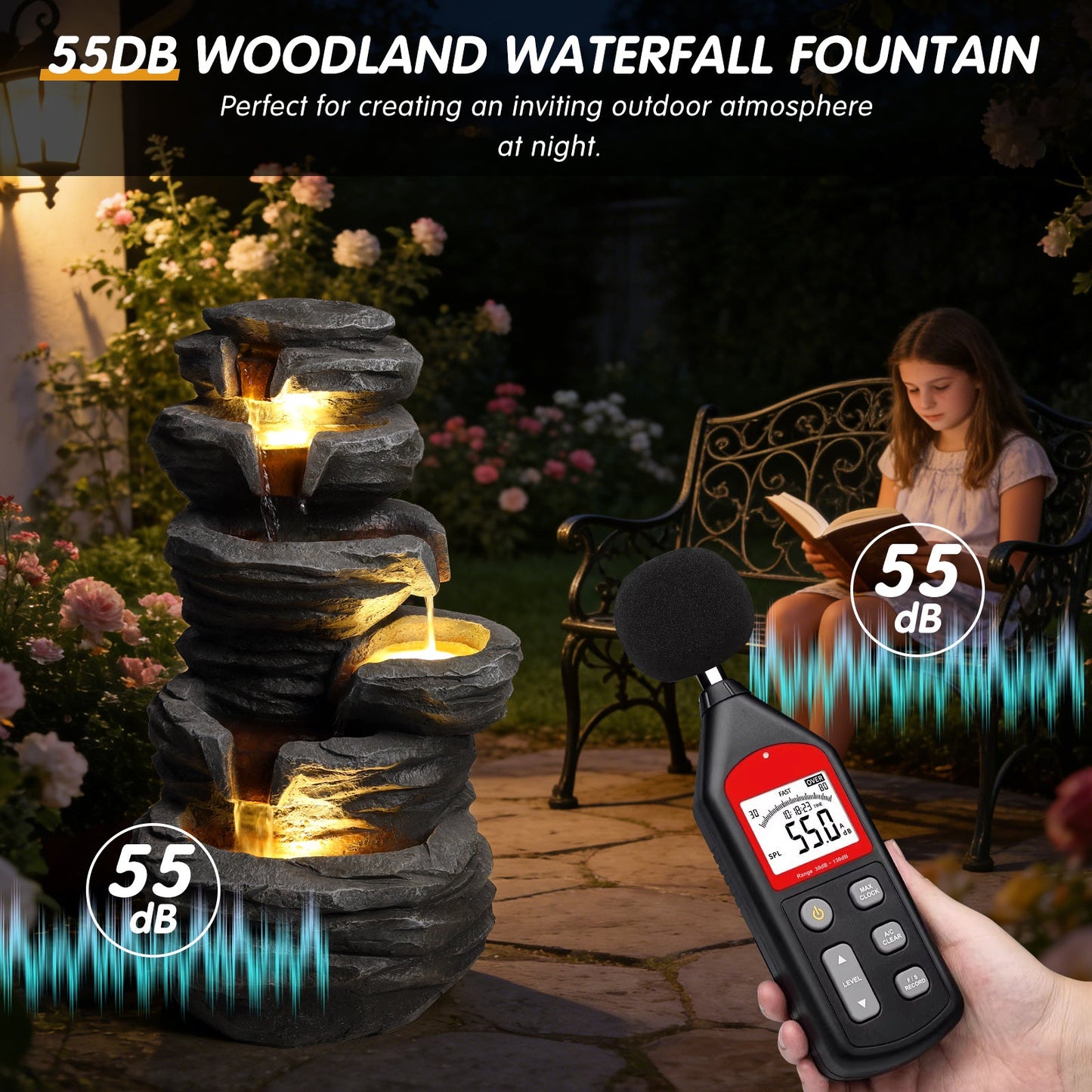 Outdoor Resin Waterfall Fountain for Garden