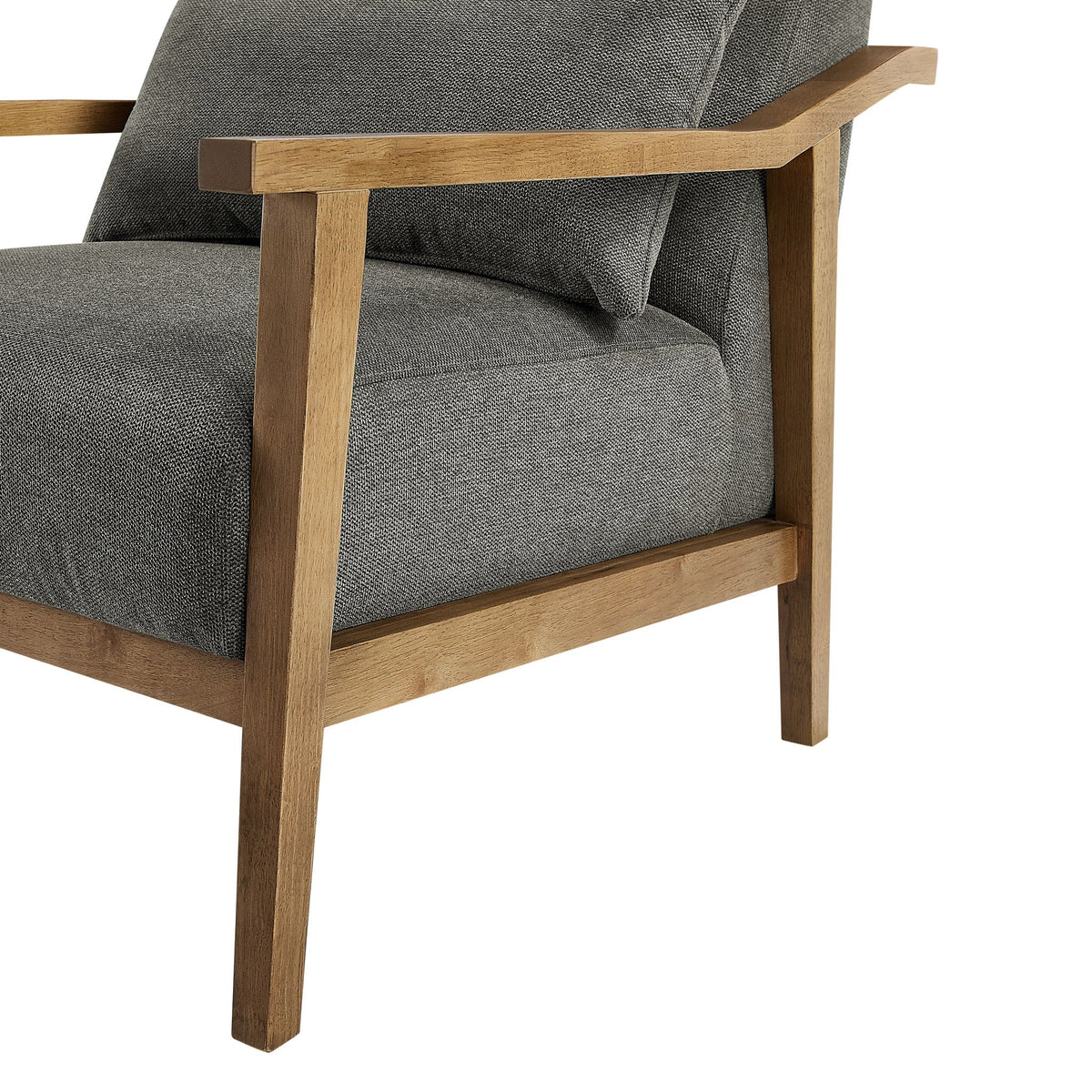 Arm Accent Chair with Lumbar Pillow in dark gray fabric and natural wood frame by HouseOfZazla on Tampa Home & Garden Store