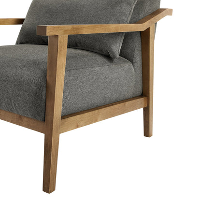 Arm Accent Chair with Lumbar Pillow in dark gray fabric and natural wood frame by HouseOfZazla on Tampa Home & Garden Store
