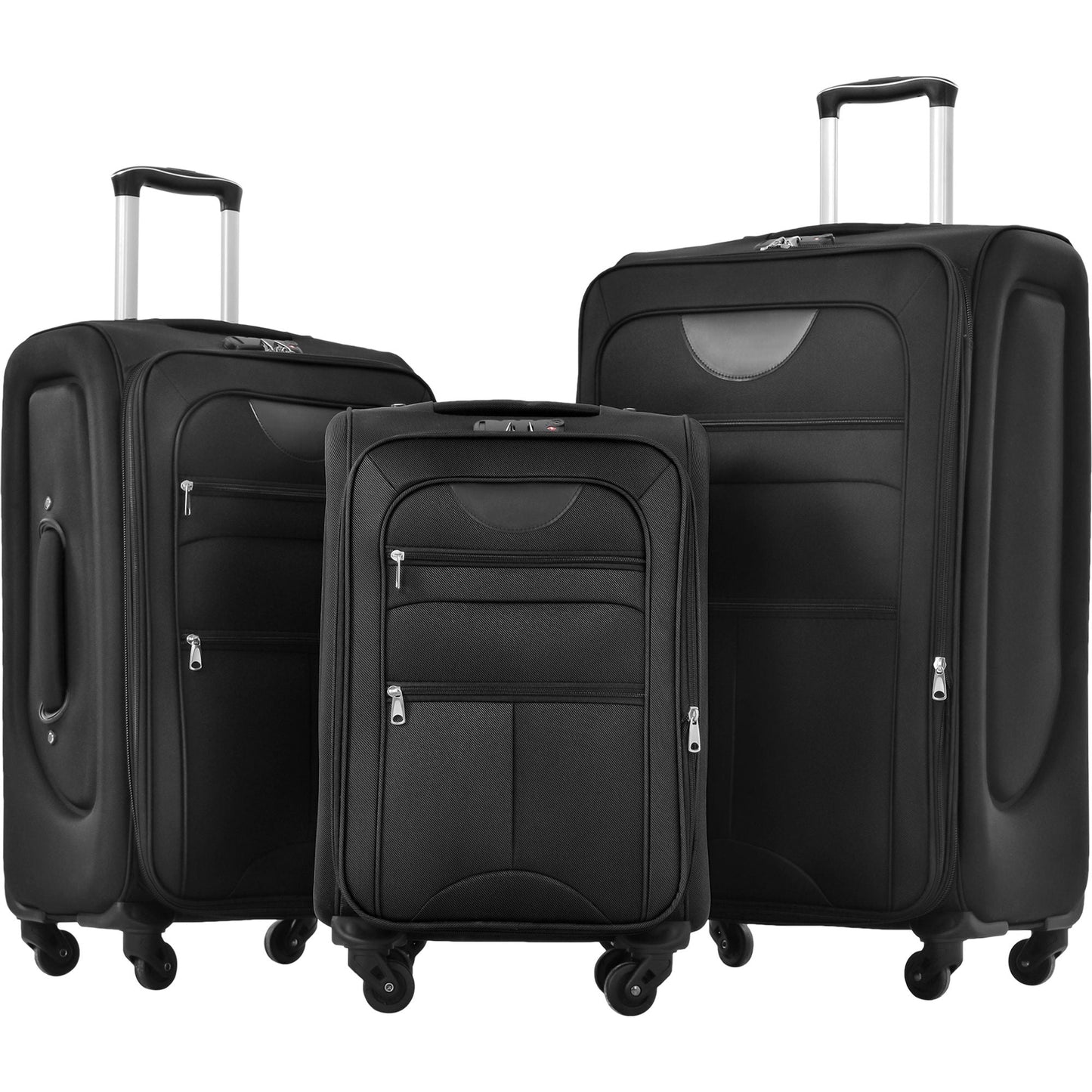 Softside luggage set by HouseOfZazla, expandable 3-piece upright spinner in black on Tampa Home & Garden Store