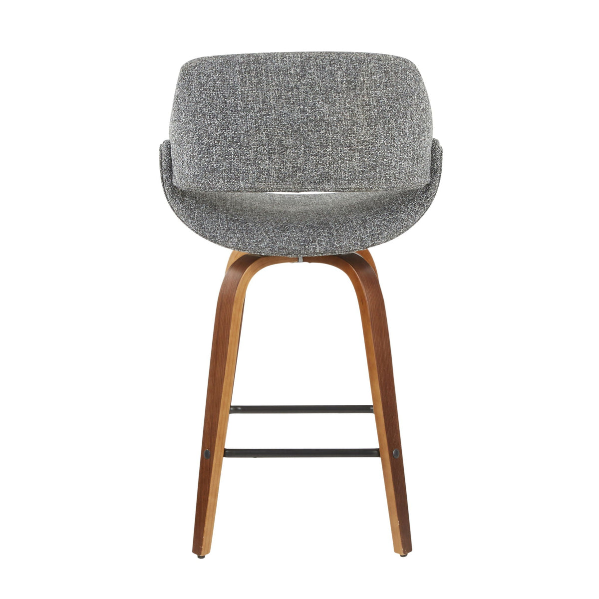 Fabrico mid-century modern counter stool pair, gray textured fabric with wooden legs on Tampa Home & Garden Store
