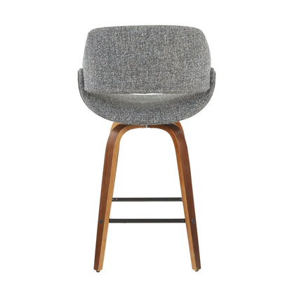 Fabrico mid-century modern counter stool pair, gray textured fabric with wooden legs on Tampa Home & Garden Store