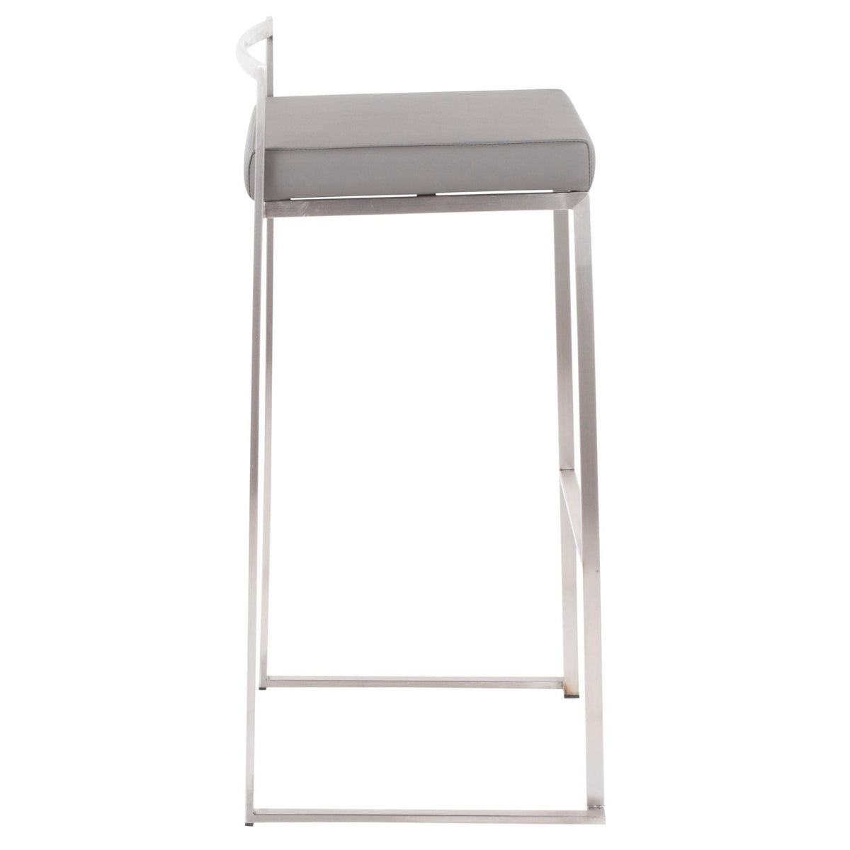 Contemporary stackable barstool set with padded gray seat and metal frame on Tampa Home & Garden Store